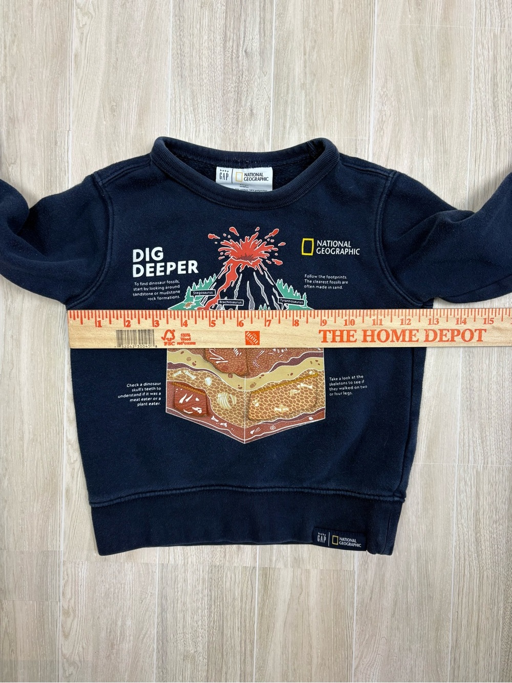 GAP Kids National Geographic Sweatshirt w/ Volcano & Dinosaurs Toddler Size 3 - Picture 7 of 9